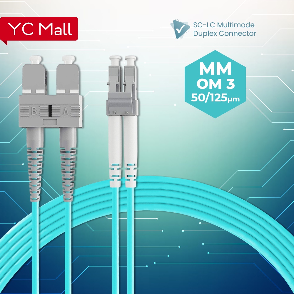 SC-LC 50/125 OM3 Multimode Duplex Fiber Optic Patch Cable 1M 2M 3M 5M ...