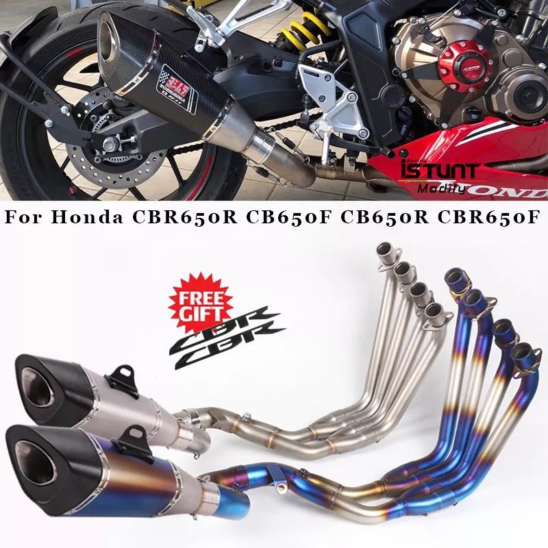 Motorcycle Exhaust Modified full System Link Pipe carbon fiber Muffler Escape SlipOn For Honda