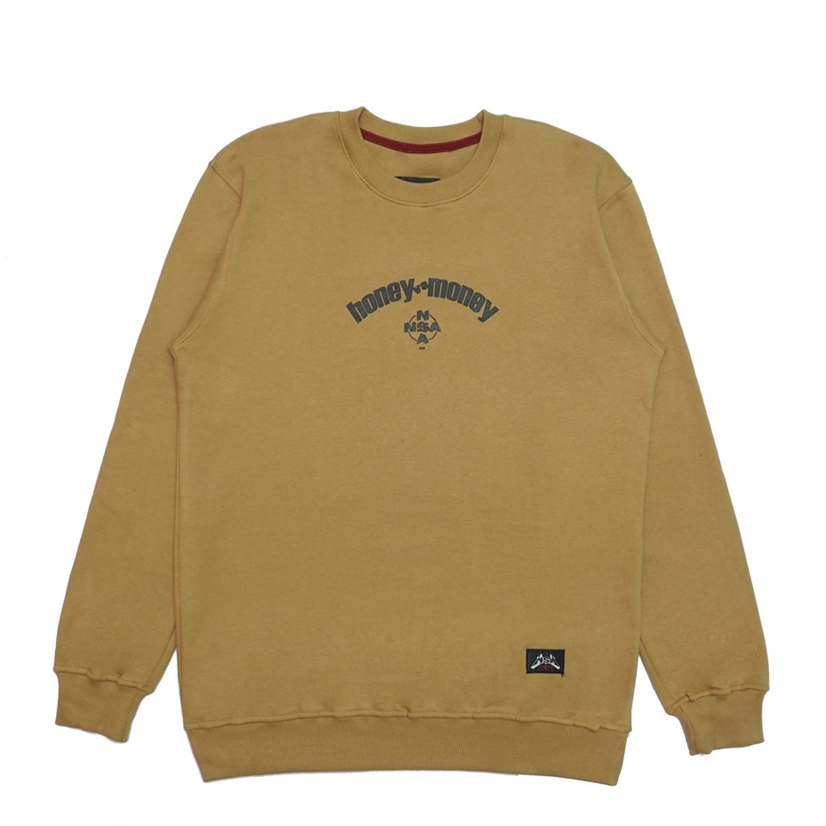 Nsa Ind Crewneck Sweater Honey VS Money Camel Black Men Women Oversize