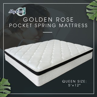 MyOne Golden Rose Mattress/Tilam Euro Top Foam Padding & Pocket Spring + 100% Natural Latex  (12”) (Single/Queen/King)