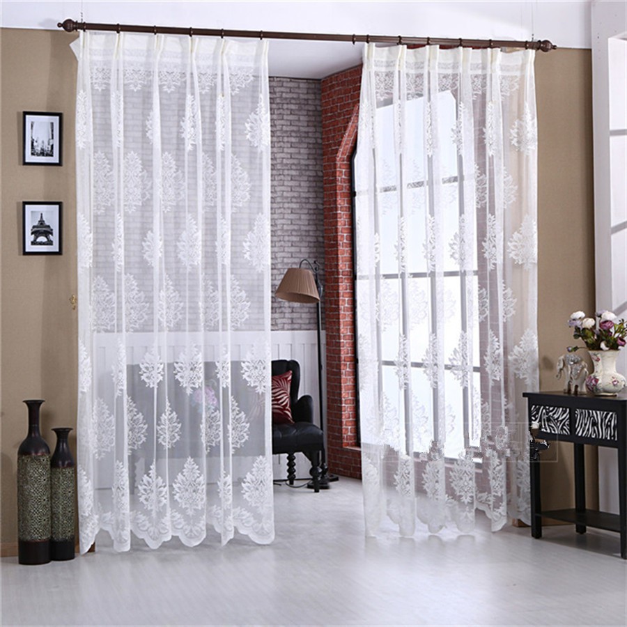 Finished Door Window Voile Curtains Panel Lace Curtains Sheer