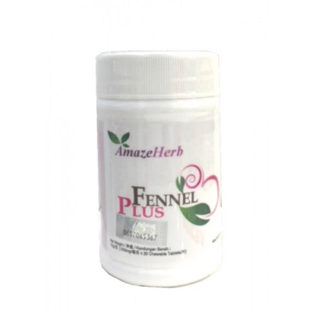 AmazeHerb Fennel Plus 30 Chewable Tablets (Jintan Manis) Relieve