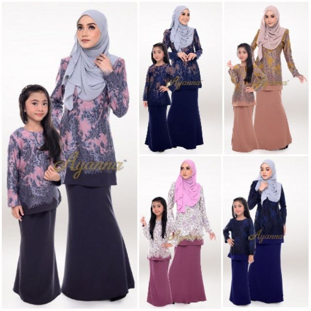  Baju  Kurung  Lace Ibu Dan Anak  Sedondon Ready Stock 