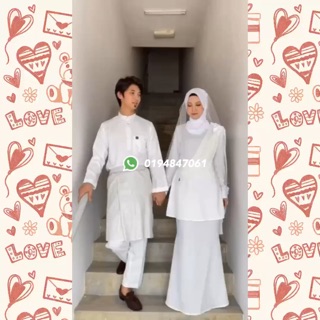  OFF  WHITE  SET COUPLE SEDONDON RAYA 2021 BAJU  NIKAH 