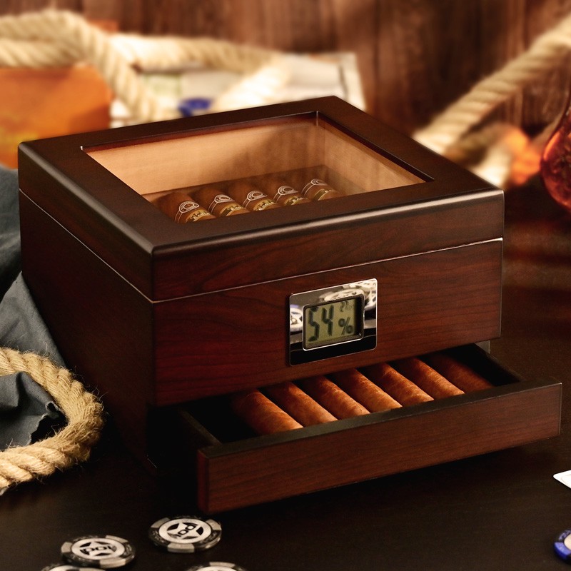 RM 330.00 Cedar Cigar Wood Hand Humidity Box With Front Digital ...