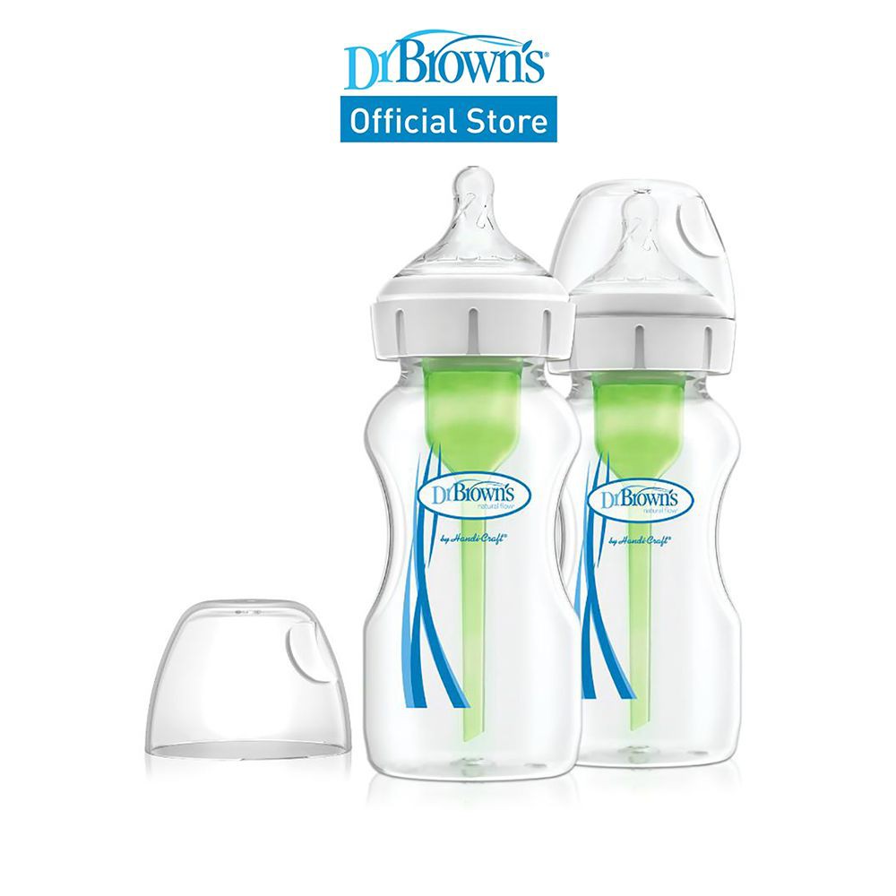Dr Brown's Options+ 9oz/270ml PP Wide Neck Baby Feeding Bottle Pink/White/Blue (2pack