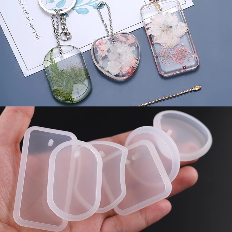 1/3pcs DIY Keychain Pendant Silicone Mold Set Crystal Epoxy Resin Mold Round Rectangle Pendants Jewelry Making Casting Mould