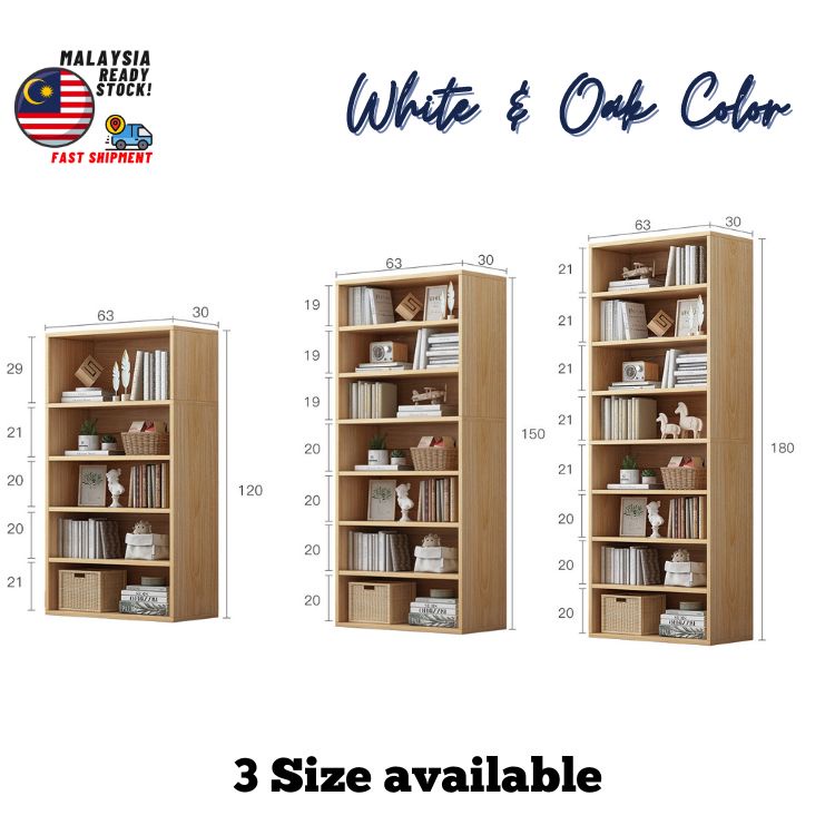 ARTY 4ft Bookcase 5ft Rak Buku 6ft Almari Buku Kabinet Storage Display ...