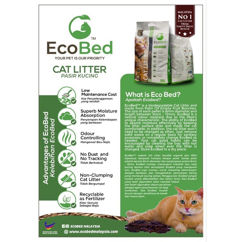 ⭐️Cod JB⭐️MINT GEMUK CAT LITTER ECOBED PASIR KUCING ECO BED 