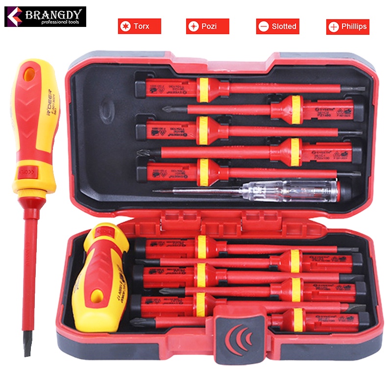Insulated Screwdriver Set 1000V Electrician's Phillips & Slotted Screwdrivers