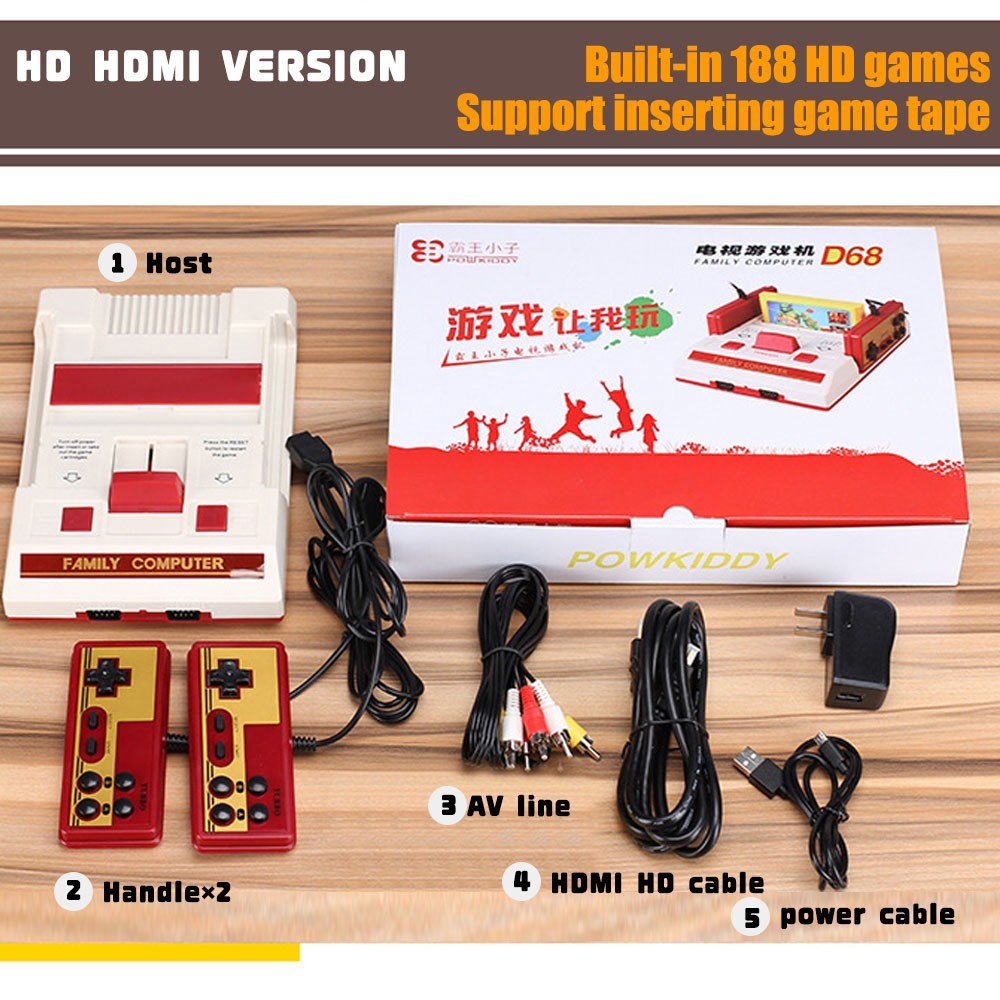 HDMI D68 Video TV Game Retro HD Games Console 181 in 1 NES FC Games  Cartridge Super Mario Two-player | Shopee Malaysia