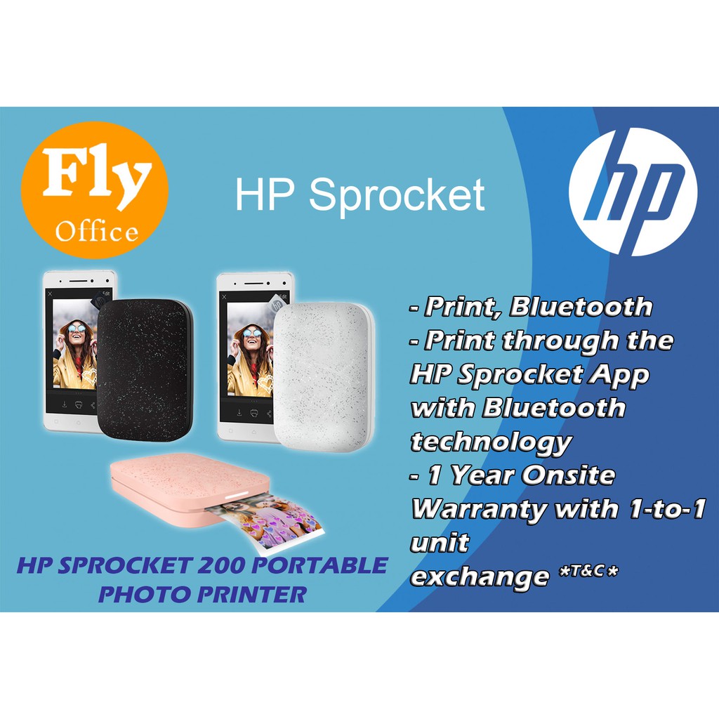 (NEW EDITION) HP Sprocket 200 Photo Printer Smart Phone for Android