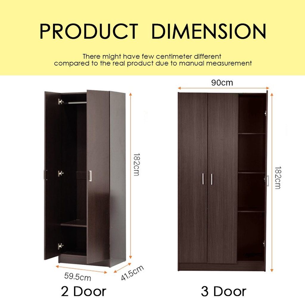 READY STOCK FINSSO : (CUSTOMIZE AVAILABLE) 3 Door Wooden Wardrobe / Almari Baju