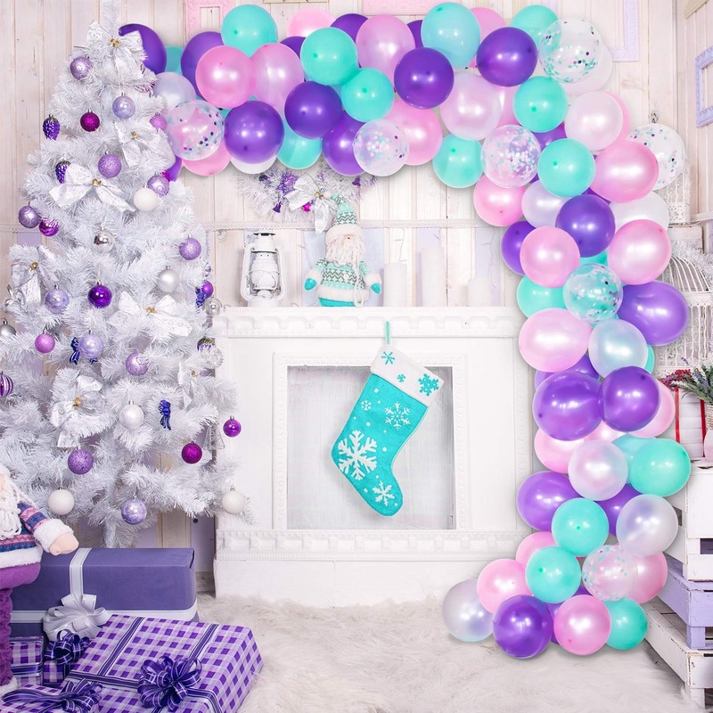 103pcs Diy Mermaid Theme Purple Blue Pink Balloon Arch Garland