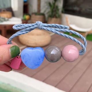 New Korean Fashion Pretty Shiny Love Heart Beaded Hair Rope Women