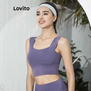 Image of Lovito Sports Shock Proof With Removable Pads Bra L02038 (Purple/Black/Blue/Pink)