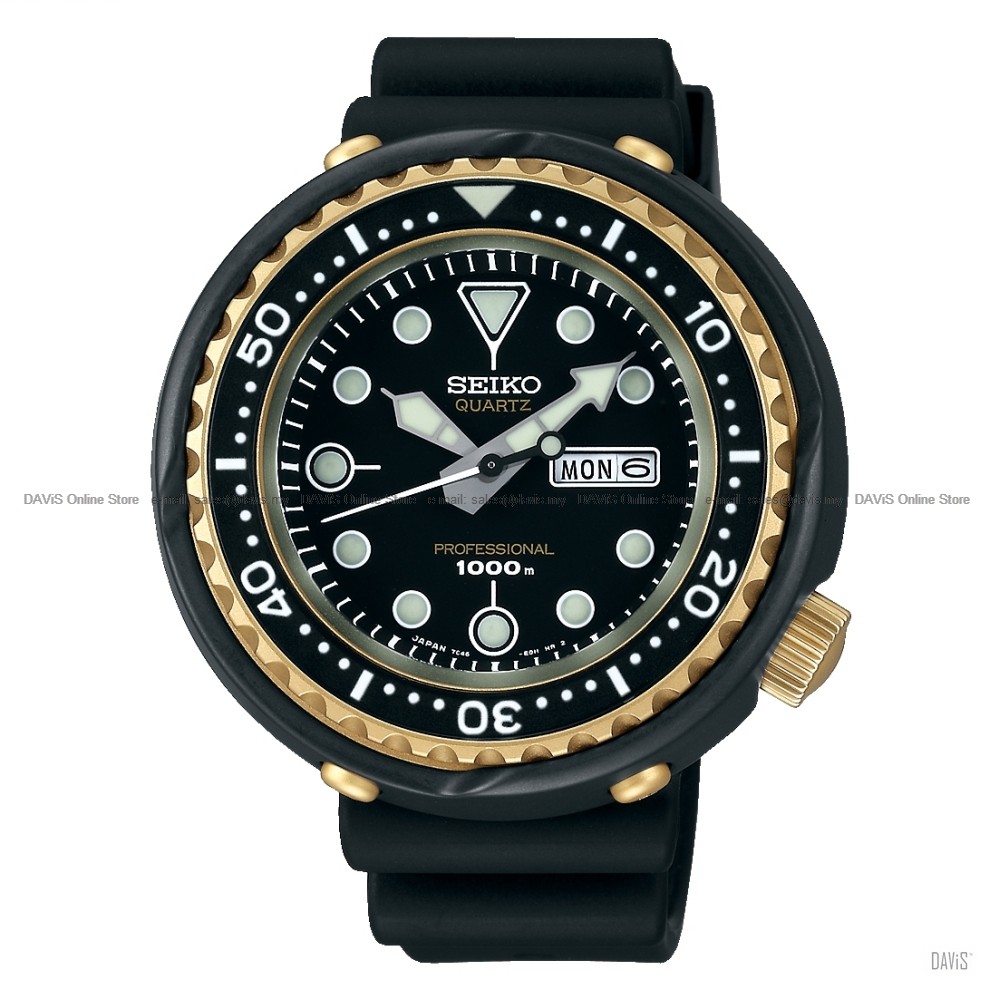 SEIKO S23626J1 (Pre-order) Men's Prospex Golden Tuna 1000M Diver Quartz  Silicone Black Gold Limited Edition *Original | Shopee Malaysia