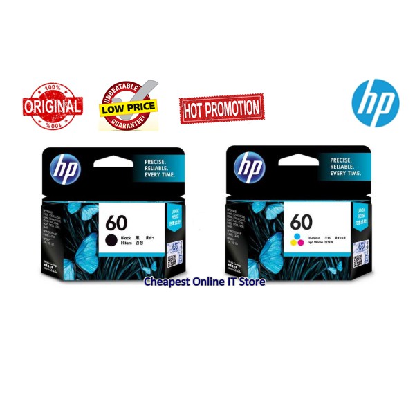 Original Hp 60 Cc640wa Black Cc643wa Color Ink Cartridge For Hp Printer Deskjet D1660 D1663 D2530 D2560 D2563 Shopee Malaysia