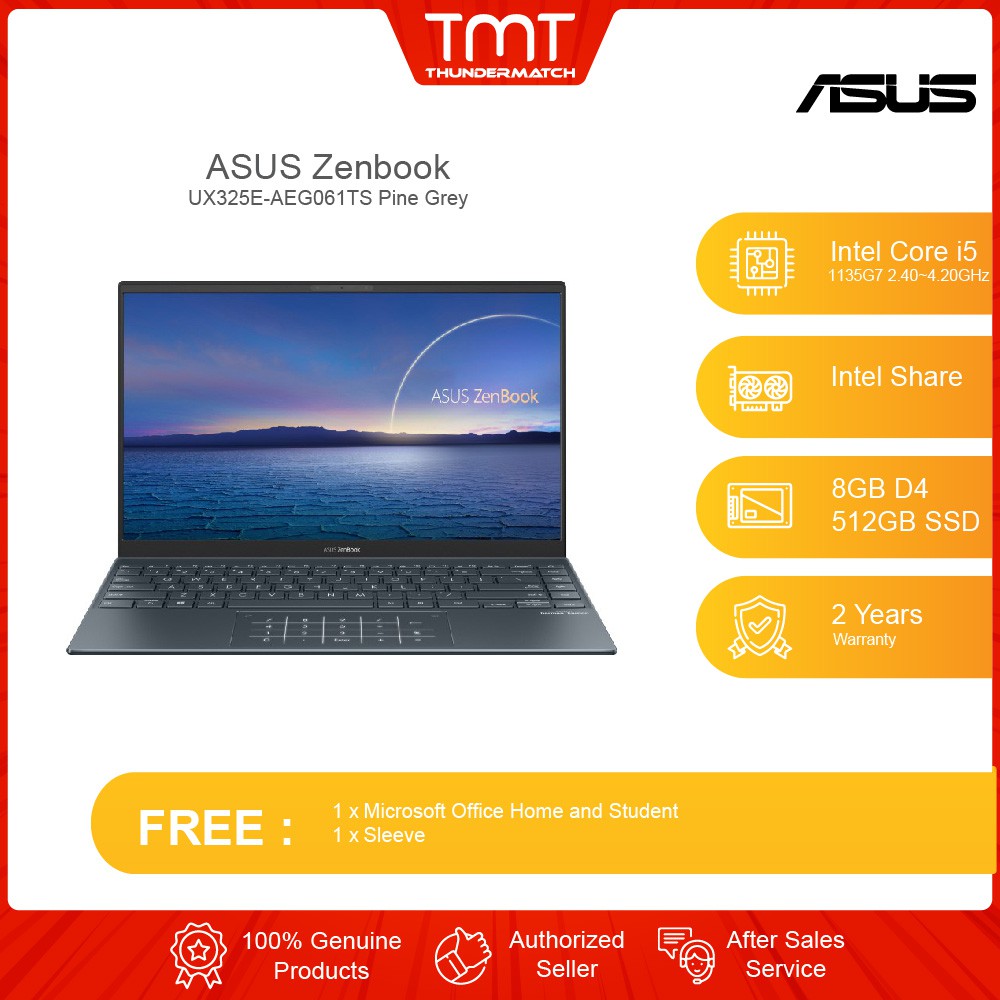 Asus ZenBook UX325E-AEG061TS Pine Grey | i5-1135G7 | 8GB 512GB SSD | 13 ...