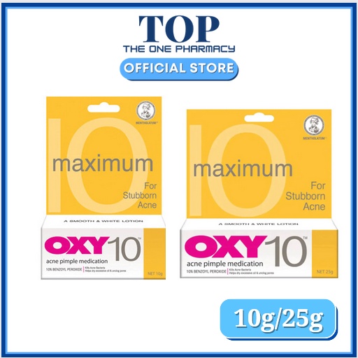 Oxy 10 Maximum Acne Pimple Medication with 10 Benzoyl Peroxide 10g