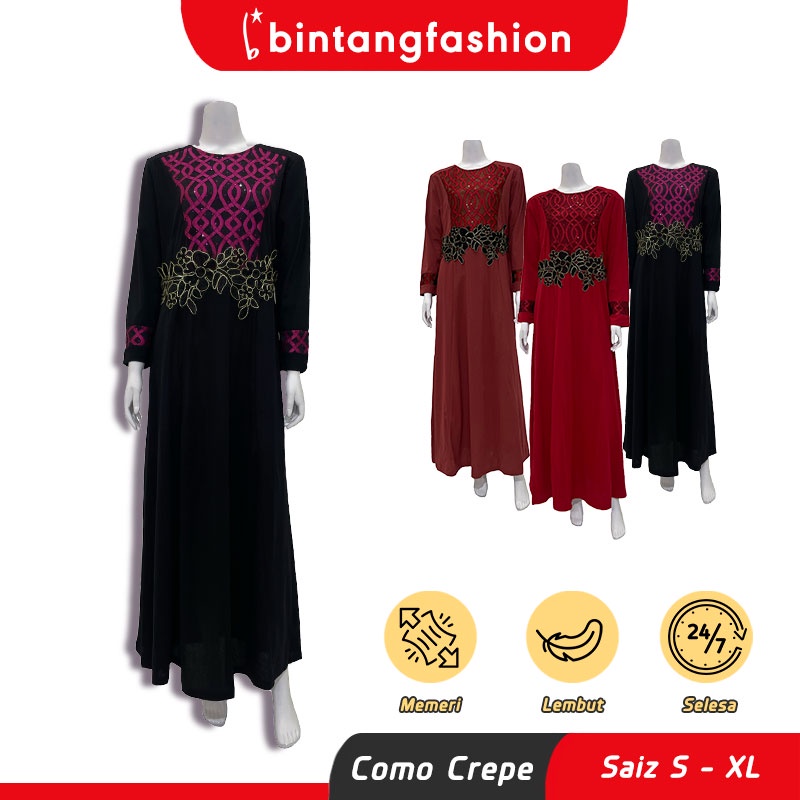 Bintang Fashion Jubah Muslimah Long Dress| Long Sleeve Muslim Maxi Dress Plus Size