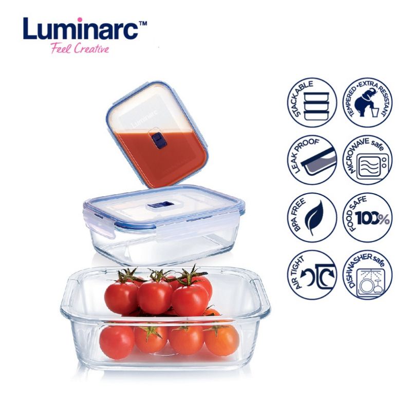 Luminarc Pure Box Active Glass Food Storage Container with Sliding