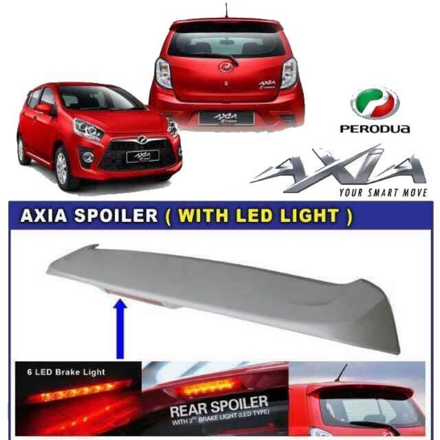 Perodua Axia OEM Spoiler with LED Brake Light  Shopee 