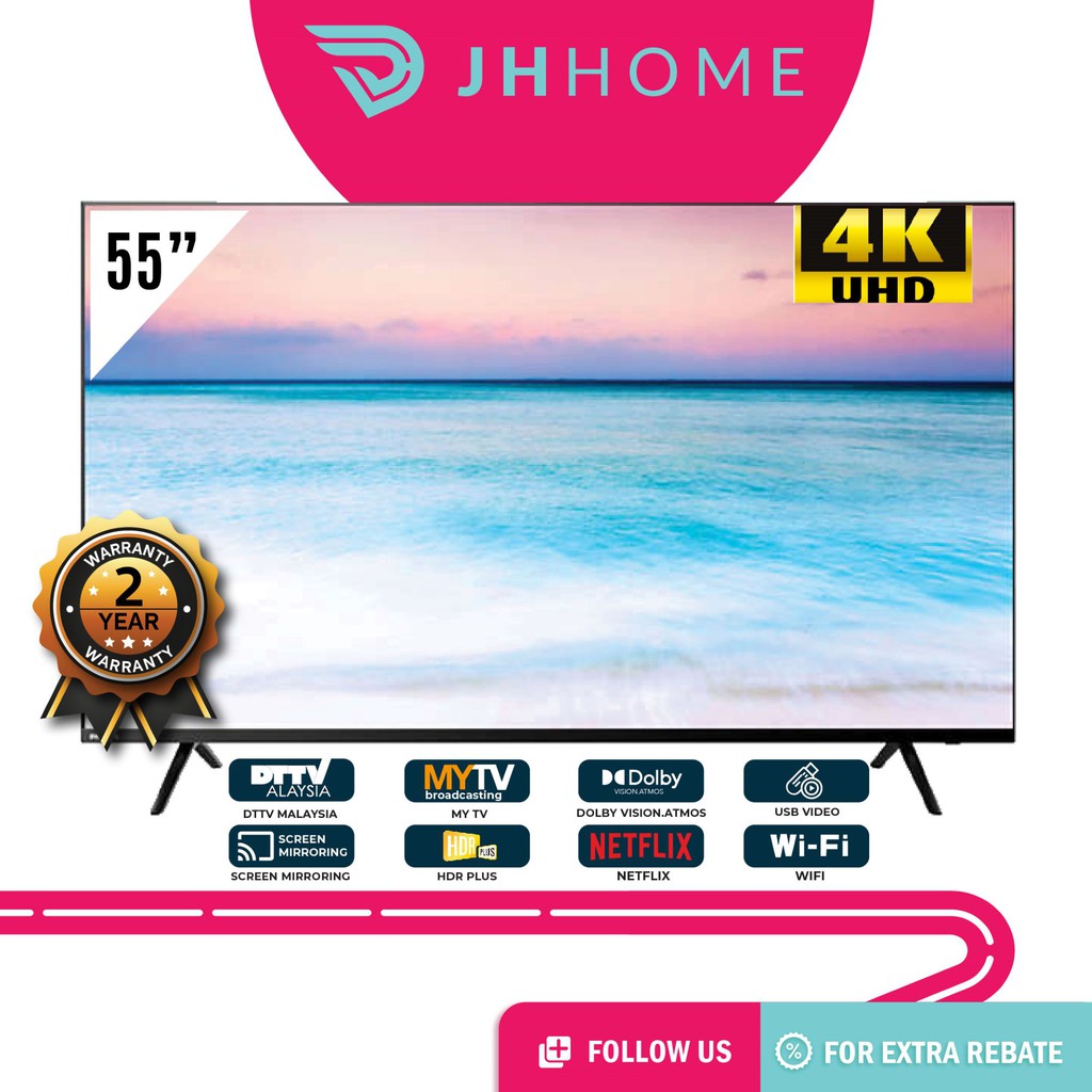 Sharp 55 Inch 4k Uhd Smart Tv 4tc55cj2x Netflix Youtube Hdr Screen Mirroring Mytv Dttv 55 Television Shopee Malaysia