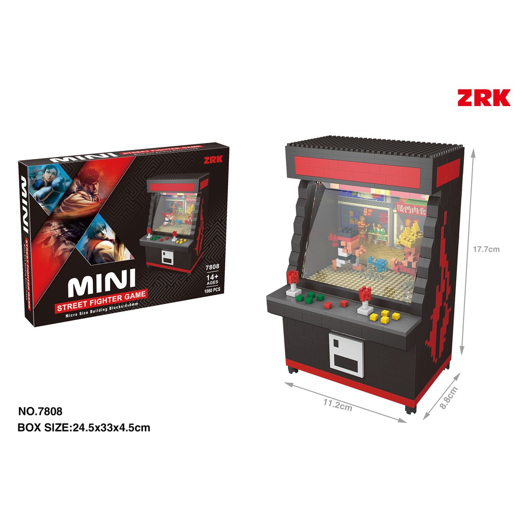 Mini Street Fighter Arcade Game Machine Diy Gift Lego Building Kit