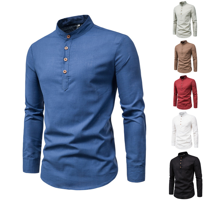 Baju Kurta 2022 Men s Cotton Linen Plain Shirt Stand Baju Kurta 2022 Men s Cotton Linen Plain Shirt Stand