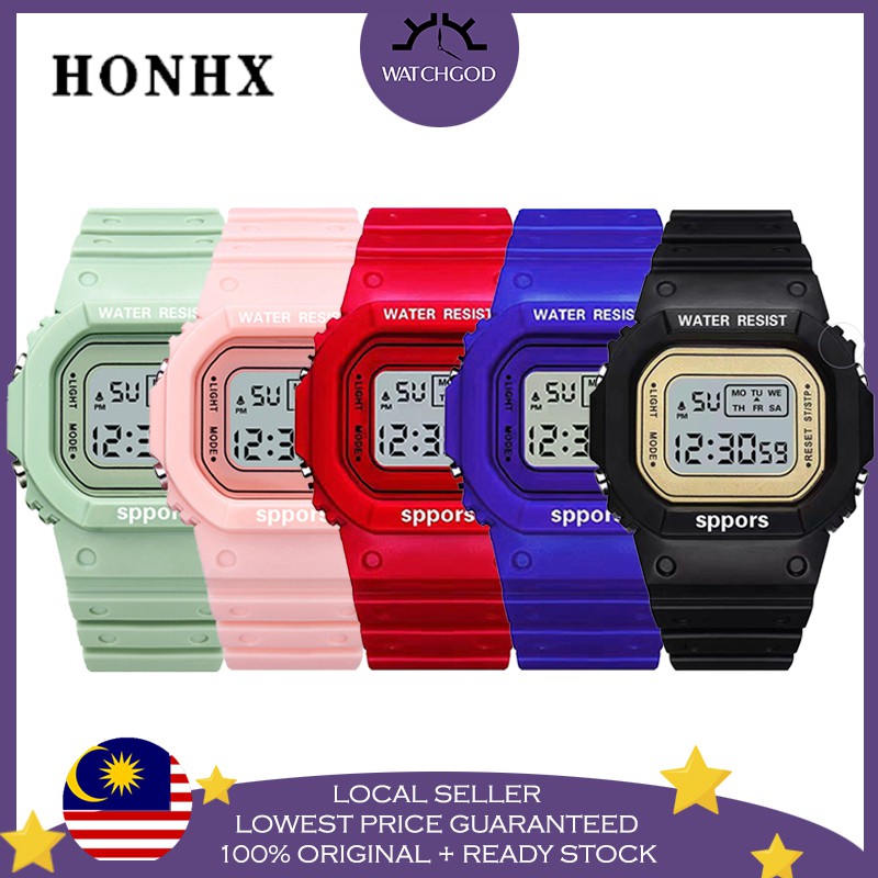 [WATCHGOD PROMO] 2 YEARS WARRANTY HONHX Sports Digital LED Men Women Kid Watch Jam Tangan Lelaki Wanita Kanak