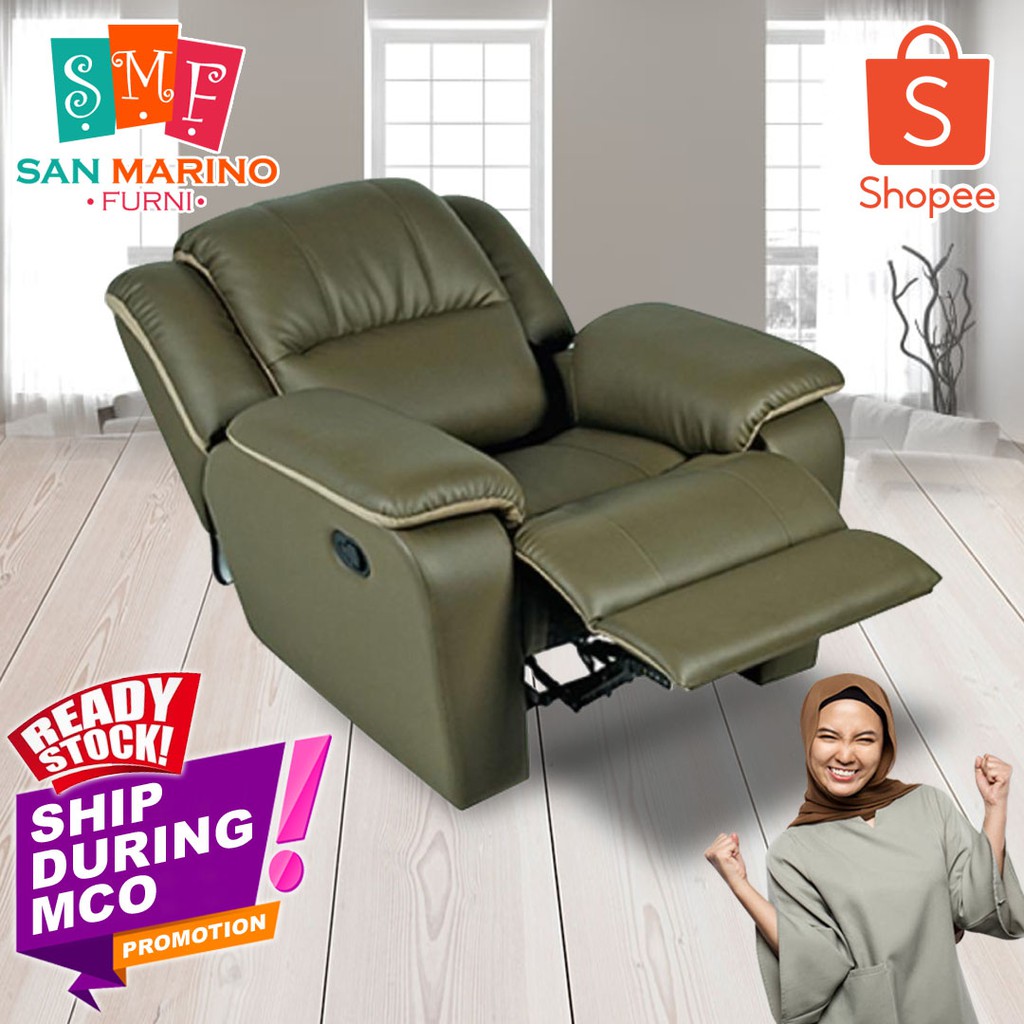 [SHIP DURING MCO] Single Seater - Recliner Sofa Fully Leather Sofa ...