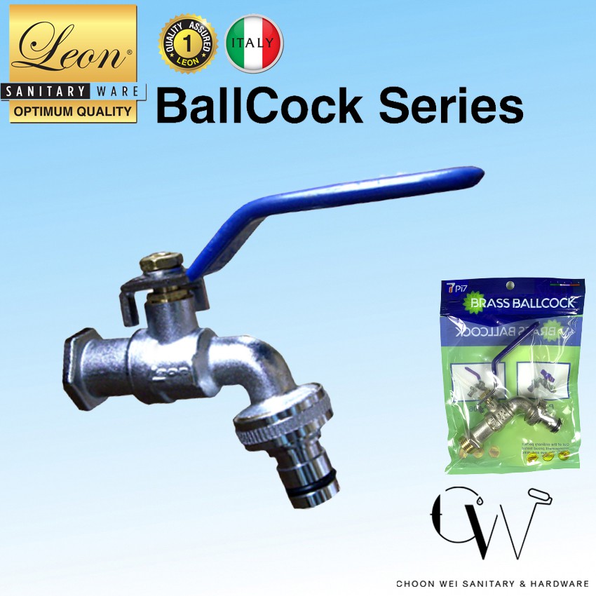 LEON Heavy Duty 15mm Brass Ballcock Ball Valve Tap Garden Wall Bib Tap