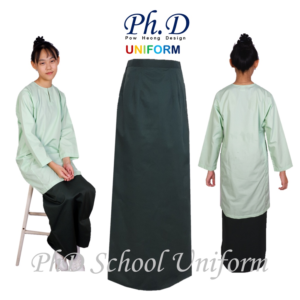 PhD School Uniform Size 24,26,28,SS,S,M,L,XL,XXL Kain Kurung Sekolah-Olive Green / Hijau