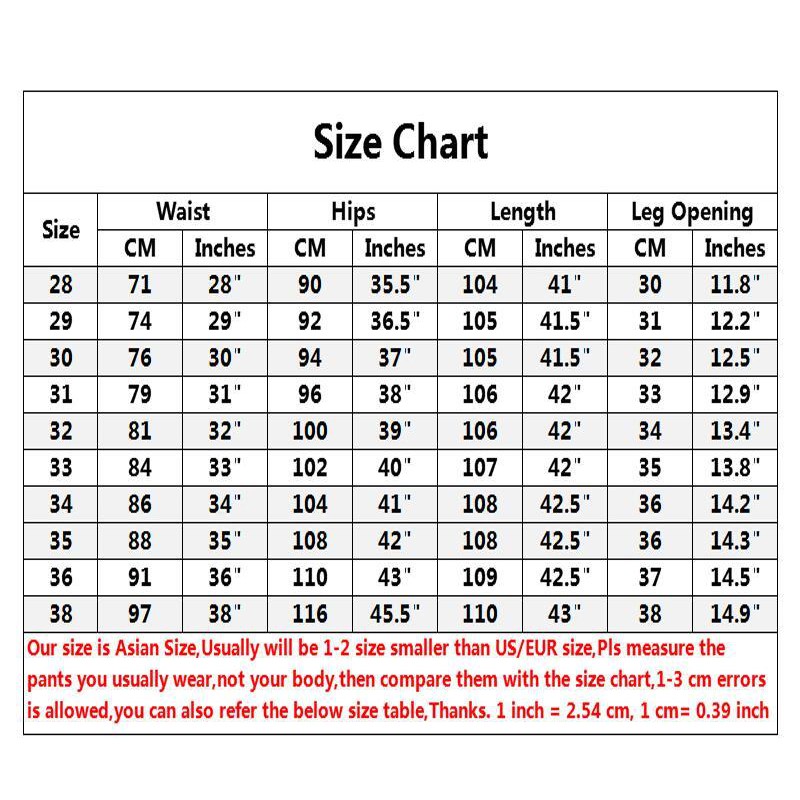 men's 32 pants size chart
