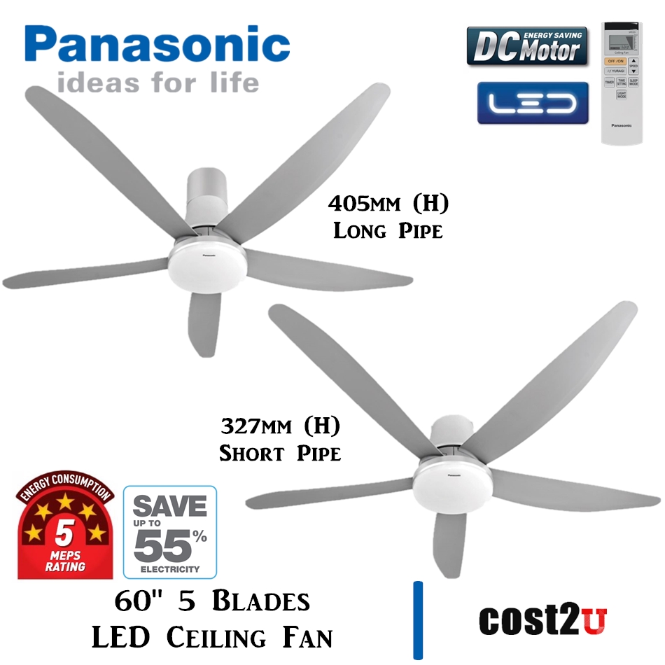 Panasonic 60" 5 Blades LED Ceiling Fan (Short/Long Pipe) | F-M15GW
