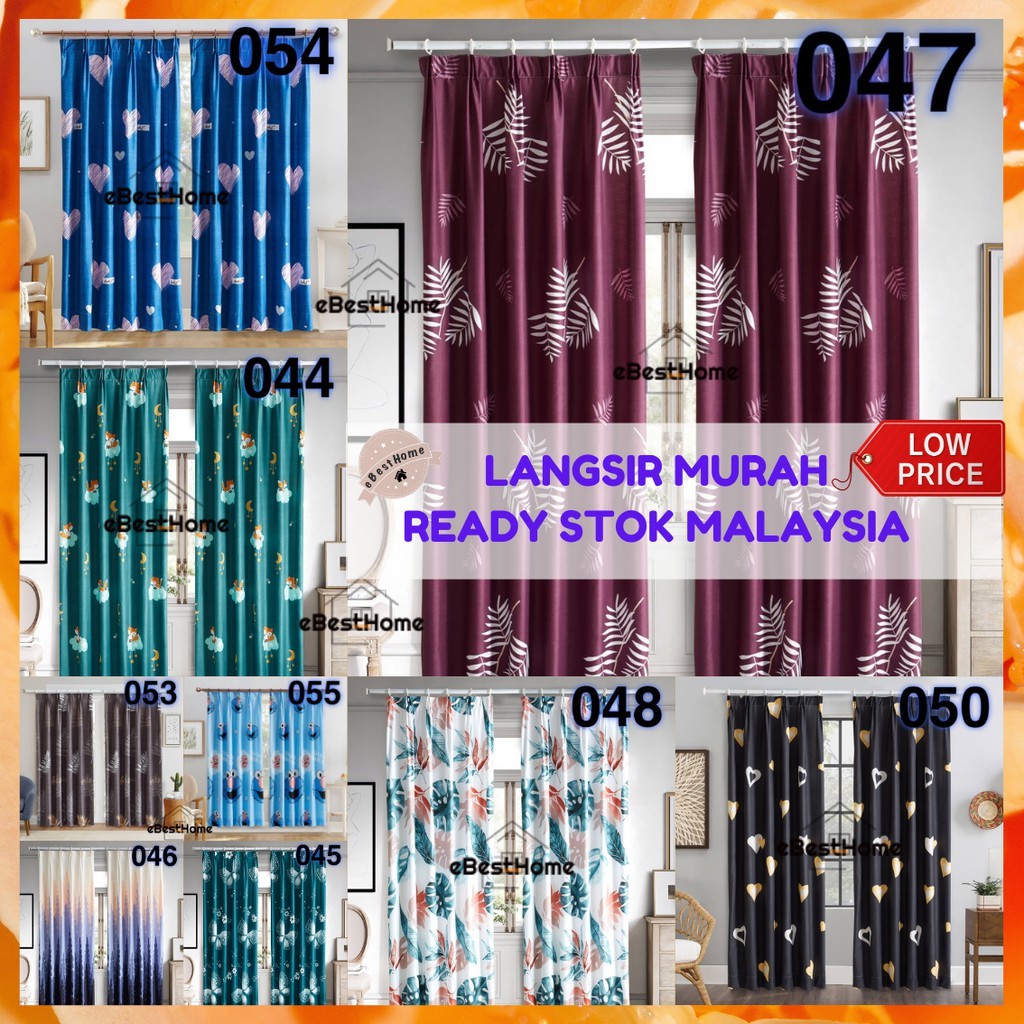 Langsir MURAH Curtain Semi Blackout Langsir Pintu Door Curtain Ready ...