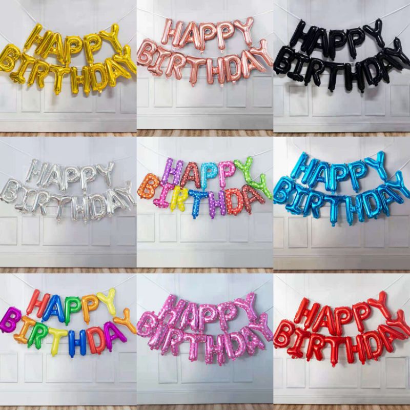 [Ready Stock] Happy Birthday Foil Balloon Set Various Colors 16 Inches ...