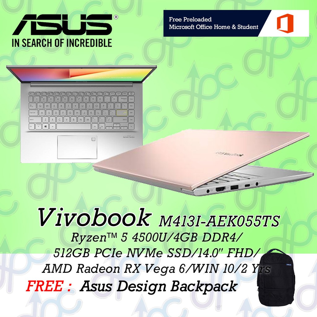 Asus Vivobook 14 M413i Aek055ts Aek056ts Aek057ts Laptop Ryzen 5 4500u 4gb 512gb Ssd 