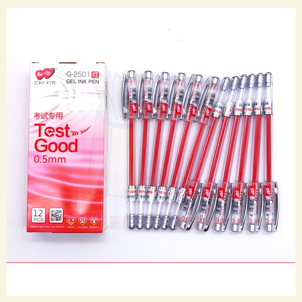 shopee: Zhi Xin Lovein Test Good Gel Pen 0.5mm (SELL IN BOX-12pcs) Test Good 2501 (0:2:Colour:Red;:::)