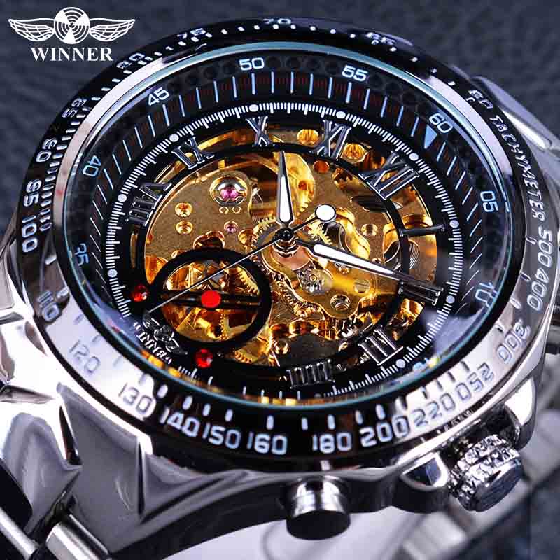 winner men's skeleton watch