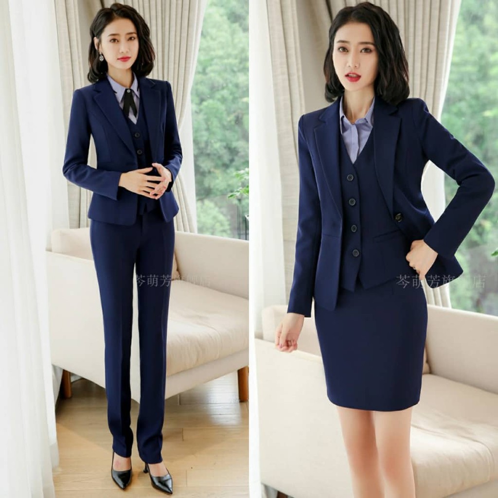 navy blue womens business suit