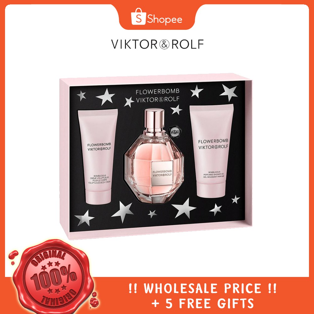 100 Original Viktor Rolf Flowerbomb 100ml Edp Gift Set Shopee Malaysia