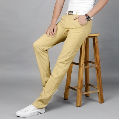 Men's Korean Slim Fit Casual Pants Cotton Long Seluar Chinos Trousers ...