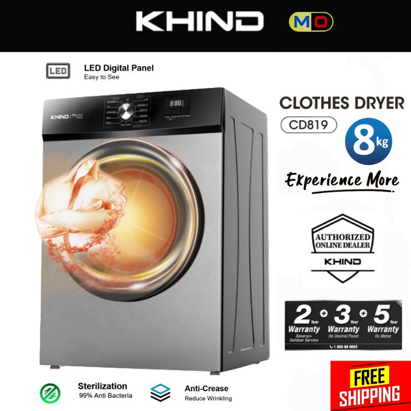 KHIND 8 KG CLOTHES DRYER CD819 (MESIN PENGERING PAKAIAN)/ Khind 8kg Clothes Dryer CD819