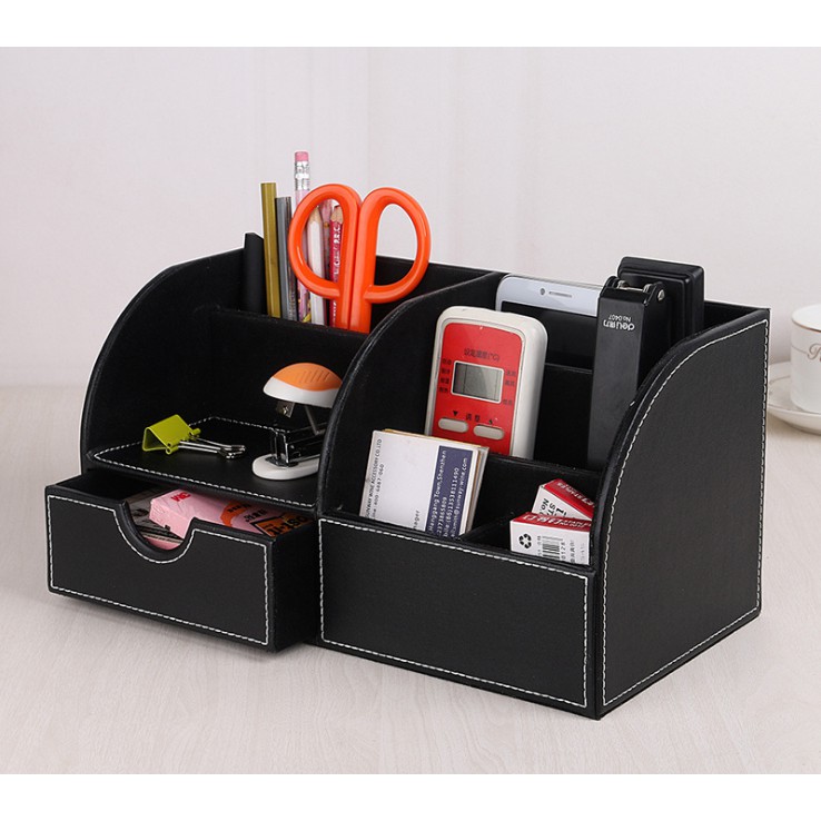2020 New Product Office Desk Storage Box Black Leather, Desk Organizer Storage Box Office Suppliers