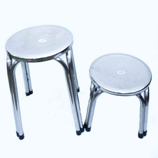 Stainless Steel Stool 30cm 47cm Kerusi Bulat Keluli Tahan 