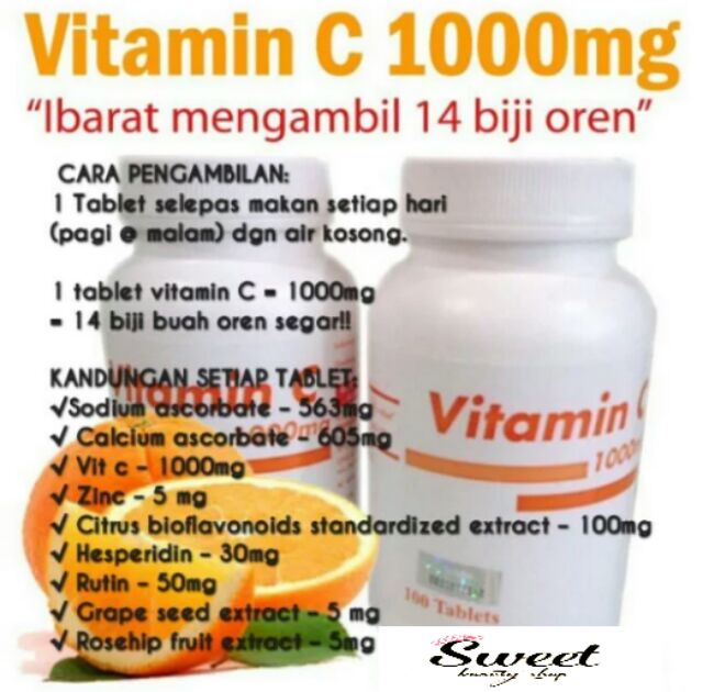 Vitamin C Pahang Pharma 1000mg 100 Biji Shopee Malaysia