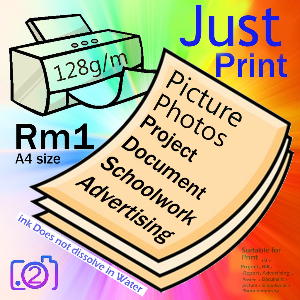 A4 size poster print# cetak# inkjet print# 128g/m paper