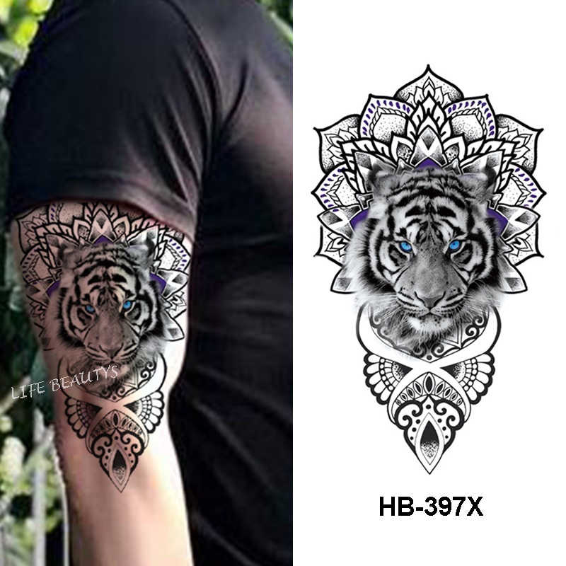 Lion Tiger Cool Temporary Tattoo Sticker Fashion Wolf Waterproof Animal  Body Art Arm Fake Removable Tatoo Men Women Pers | Shopee Malaysia